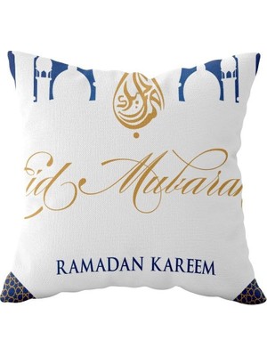 Uravas Store Pelangi Ramadan Kareem Camili Çift Taraflı Gizli Fermuarlı Yastık Kılıfı Kırlent Koltuk Yastık Kılıfı, Beyaz 43 x 43