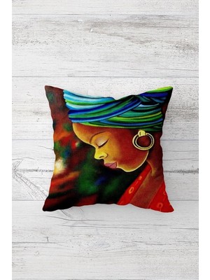 Uravas Store Pelangi Renkli Etnik Afrikalı Kadın Çift Taraflı Gizli Fermuarlı Yastık Kılıfı Kırlent Koltuk Yastık Kılıfı, Çok Renkli 45 x 45