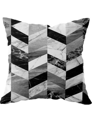 Uravas Store Pelangi Gri Zigzag Çift Taraflı Gizli Fermuarlı Yastık Kılıfı Kırlent Koltuk Yastık Kılıfı, Siyah-Beyaz-Gri 43 x 43