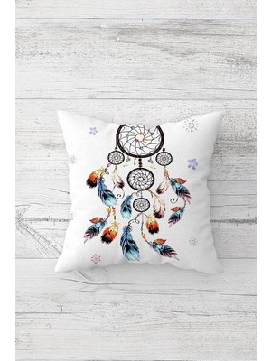 Uravas Store Pelangi Dream Catcher Düş Kapanı Çift Tarafı Baskı Gizli Fermuar Yastık Kılıfı Kırlent Koltuk Yastık Kılıfı, Beyaz 45 x 45