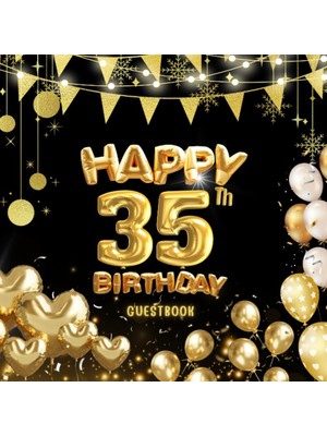 Uravas Store Happy 35TH Birthday Guest Book Balloon Gold Make Your 35TH Birthday Memorable With "35 And Prosperous" Let It Capture The Stories, Laughter, And Love ... Inches, Balloon Gold Black Cover. 120 Pages.