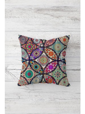 Uravas Store Pelangi Etnik Desenli Çift Tarafı Baskılı Gizli Fermuarlı Yastık Kılıfı Kırlent Koltuk Yastık Kılıfı, Pembe-Mavi-Mor 45 x 45, 24691185645451