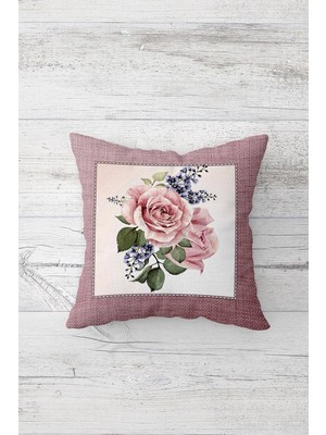 Uravas Store Pelangi Gül Desenli Çift Tarafı Baskılı Gizli Fermuarlı Yastık Kılıfı Kırlent Koltuk Yastık Kılıfı, Beyaz-Yeşil-Mavi 45 x 45, 24691251145451