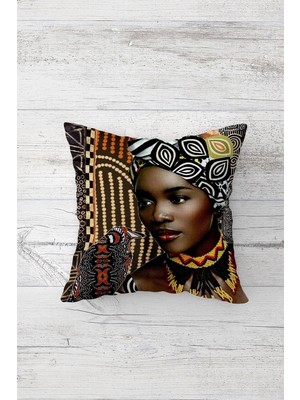 Uravas Store Pelangi Etnik Afrikalı Kadın Kuş Çift Tarafı Baskılı Gizli Fermuarlı Yastık Kırlent Koltuk Yastık Kılıfı, Siyah-Kahve 45 x 45