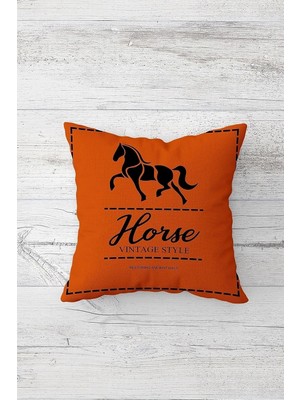 Uravas Store Pelangi Vintage Stil At Desen Çift Tarafı Baskılı Gizli Fermuarlı Yastık Kılıfı Kırlent Koltuk Yastık Kılıfı, Turuncu-Siyah 45 x 45