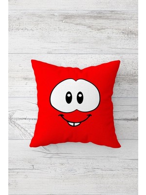 Uravas Store Pelangi Gülen Emoji Desenli Çift Tarafı Baskılı Gizli Fermuarlı Yastık Kılıfı Kırlent Koltuk Yastık Kılıfı, Kırmızı 45 x 45