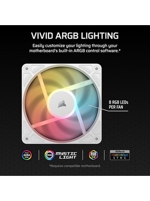 RS120-R Argb 120MM Pwm Ters Yapraklı Fan Üçlü Paket - Beyaz (CO-9050197-WW)