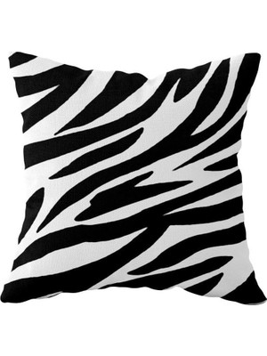 Uravas Store Pelangi Siyah Beyaz Zebra Desen Çift Taraflı Gizli Fermuarlı Yastık Kılıfı Kırlent Koltuk Yastık Kılıfı, Siyah 43 x 43