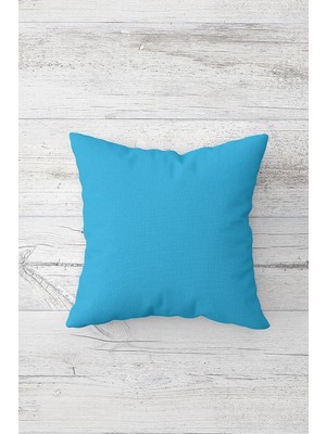 Uravas Store Pelangi Düz Renk Turkuaz Mavisi Çift Tarafı Baskılı Gizli Fermuar Yastık Kılıfı Kırlent Koltuk Yastık Kılıfı, Gök Mavisi 45 x 45