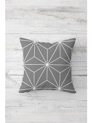 Uravas Store Pelangi Gri Geometrik Desen Çift Tarafı Baskılı Gizli Fermuarlı Yastık Kılıfı Kırlent Koltuk Yastık Kılıfı, Gri 45 x 45