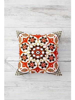 Uravas Store Pelangi Osmanlı Etnik Motif Çift Tarafı Baskılı Gizli Fermuarlı Yastık Kılıfı Kırlent Koltuk Yastık Kılıfı, Kiremit-Yeşil 45 x 45