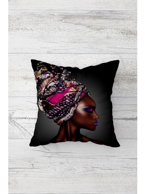 Uravas Store Pelangi Etnik Afrikalı Kadın Çift Tarafı Baskılı Gizli Fermuarlı Yastık Kılıfı Kırlent Koltuk Yastık Kılıfı, Gri 45 x 45, 24691110345451