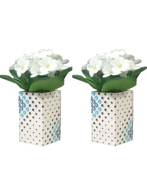 Uravas Store 2 Adet Vazo Dahil,vazoda Çiçek,beyaz Yapay Çiçek,vazo Dekoratif Puanlı Poliresin 6X6X15CM