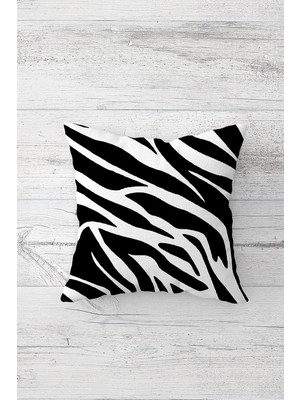 Uravas Store Pelangi Zebra Desen Çift Tarafı Baskılı Gizli Fermuarlı Yastık Kılıfı Kırlent Koltuk Yastık Kılıfı, Siyha-Beyaz 45 x 45