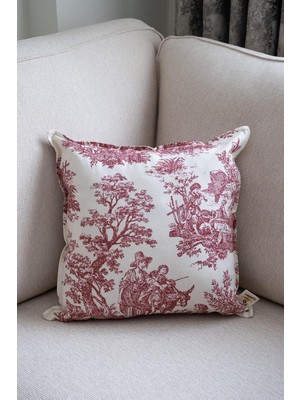 Uravas Store Bordo Kırlent Vintage Desenli 50X50 Dekoratif Yastık Kılıfı