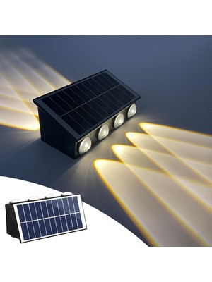 Uravas Store 20W Güneş Enerjili Dış Mekan Bahçe Duvar Lambası - Cata Kos Solar LED Aplik - IP65 Su Geçirmez, 3200K Gün Işığı & Amber Dekoratif Aydınlatma (Gün Işığı)