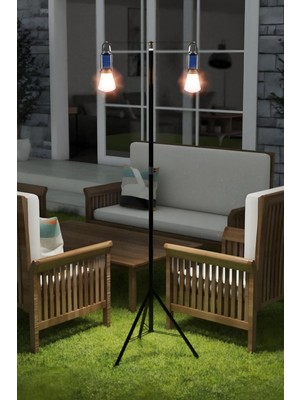 Uravas Store Kyrotech 2 Lambalı, Askılı, 3 Modlu, Şarjlı, LED Solar Güneş Enerjili, 2 mt Metal Standlı, Su Geçirmez, Kitap Okuma Işığı, Kamp, Avcılık, Balıkçılık, Garaj, Güverte, Balkon Dekorasyonu, Karavan (Oval)