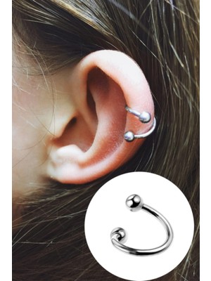 Uravas Store Takıconcept Cerrahi Çelik Spiral Model Iki Ucu Toplu Gümüş Renk Piercing, Gümüş