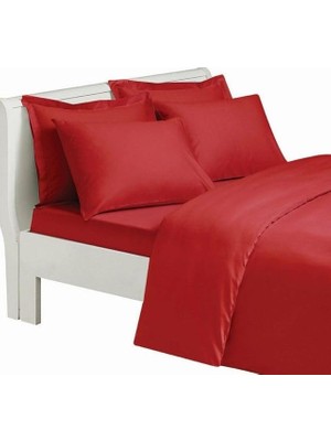 Uravas Store Mer-Tim Pamuklu Ranforce Çift Kişilik Ara Ölçü Lastikli Çarşaf Takımı Kırmızı - 140X190 (Kırmızı)