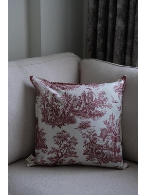 Uravas Store Bordo Kırlent Vintage Desenli 45X45 Dekoratif Yastık Kılıfı