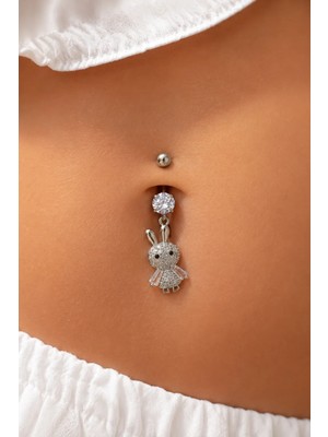Sacce Scarves & Accessories Çelik Tavşan Göbek Piercing Gümüş Renk