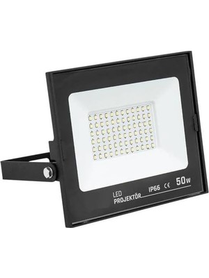 Uravas Store 50W Suya Dayanıklı Dış Mekan LED Projektör Beyaz 6500K IP66 Siyah Kasa