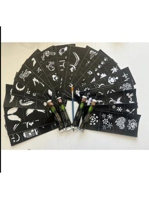 Uravas Store Hint Kınası Desenleri 24 Sayfa Birden 4 Tüp Siyah Kına ve Fırça Hediyeli Geçici Dövme Paketi