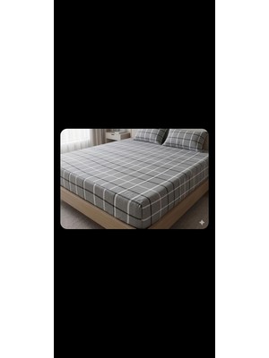Uravas Store Çizgili Lastikli Çarşaf (Antrasit, Tek Kişilik)