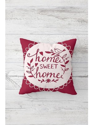 Uravas Store Pelangi Home Sweet Home Vintage Çift Tarafı Baskılı Gizli Fermuar Yastık Kılıfı Kırlent Koltuk Yastık Kılıfı, Gül Kurusu 45 x 45