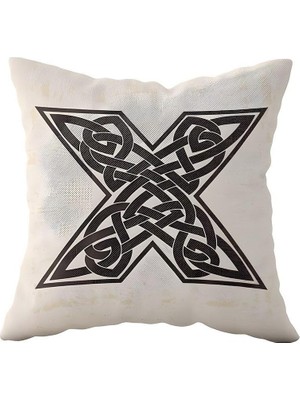 Uravas Store Pelangi x Harfi Bej Çift Tarafı Baskılı Gizli Fermuarlı Dekoratif Yastık Kılıfı Kırlent Kılıfı Yastık Kılıfı, Fil Dişi 43 x 43