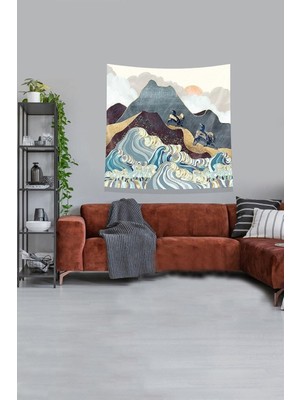 Uravas Store Pelangi Sarı Tırmanan Iki Kartal Leke Tutmaz Kadife Kumaş Duvar Örtüsü Duvar Halısı Tapestry KWLL325, 35 x 50