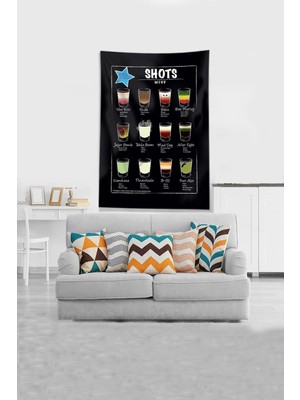 Uravas Store Pelangi Siyah Shots Menü Leke Tutmaz Kadife Kumaş Duvar Örtüsü Duvar Halısı Tapestry DWLL340, 100 x 140