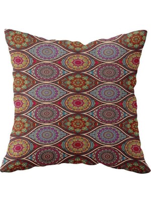 Uravas Store Pelangi Renkli Etnik Damla Mozaik Desenli Çift Taraflı Gizli Fermuar Kırlent Koltuk Yastık Kılıfı, Turuncu-Kahverengi 43 x 43