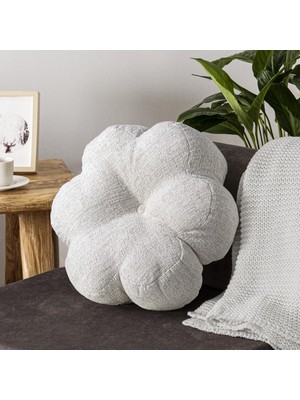 Uravas Store Dekoratif Kadife Papatya Kırlent Buklet Minder - Beyaz