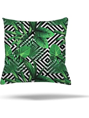 Uravas Store Pelangi Fermuarlı Yastık Kılıfı Tropikal Yaprak Desen Kırlent Kılıfı Koltuk Yastık Kılıfı, Yeşil 45 x 45