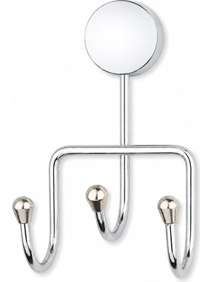 Uravas Store Alper Banyo Iris Krom Kaplama Üçlü Askılık, Yapışkanlı ve Vidalı Montajlı Duvar Askısı, 35 mm Oval Bantlı Banyo Mutfak Antre Askısı