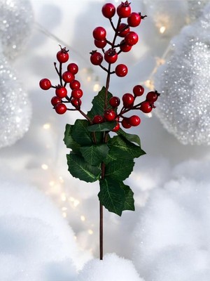 Uravas Store Yenigeldi 4 Adet 60 cm Yılbaşı Kokina Kırmızı Berry Sapları Noel Berry Dalları,kırmızı