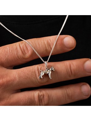 Ebrar Silver Gümüş Köpek Kolye 925 Ayar Gümüş Köpek Figürlü Unisex Kolye Boxer Figürlü Kolye
