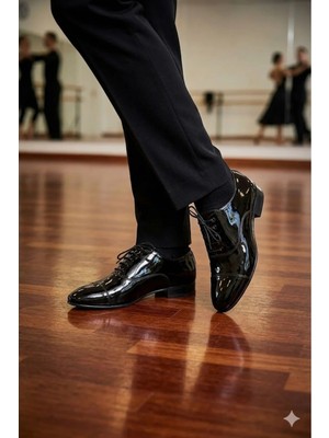 Bitangosu Siyah Ruğan Erkek Tango Dans ve Salon Ayakkabısı Hakiki Deri Ortopedik Taban