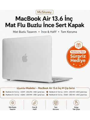 Uravas Store Mcstorey MacBook Air 13.6 Inç Kılıf A2681 A3113 A3240 A3449 M2 M3 M4 M5 Uyumlu Mat Buzlu Şeffaf Sert Kapak Ince Hard Case Şeffaf