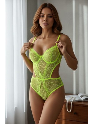 Lunavea Flora Dantel Transparan Alttan Çıtçıtlı Bodysuit