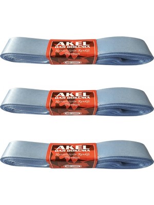 Akel Dar Dokuma Açık Mavi Saten Kurdele - 3 Cm. x 10 Metre - 3 Adet