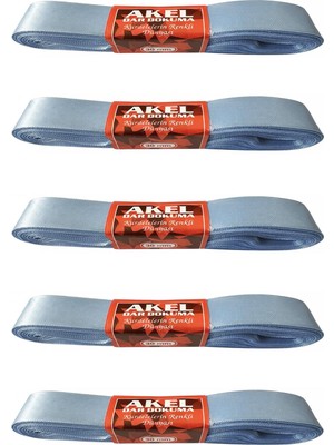 Akel Dar Dokuma Açık Mavi Saten Kurdele - 3 Cm. x 10 Metre - 5 Adet