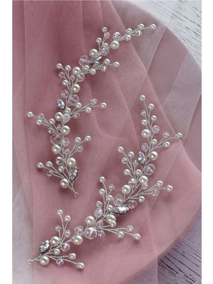Bba New Trend Aksesuar Nikah Düğün Gelinlik 2  Li Gelin Tac  Saç Aksesuar Saç Tokası