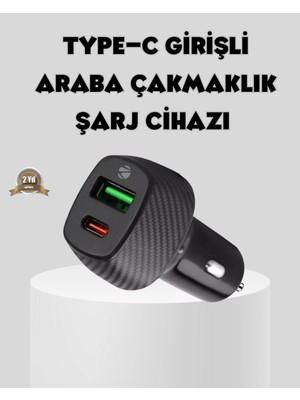 Shopwave Araç Tipi Hızlı Şarj Adaptörü Type-C Pd USB Çift Port Kompakt