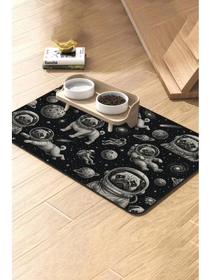 Matgo Pati Kedi Köpek Beslenme Matı 50X70CM Su Geçirmez Mama Kabı Altlığı Paspası Pati Takımyıldızı