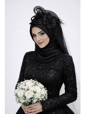 Bba New Trend Nikah Şapkası Vualet Tesettür Gelin Aksesuarı Çiçekli Tül,gelin Şapkası Vualet Tesettür Nikah Nişan