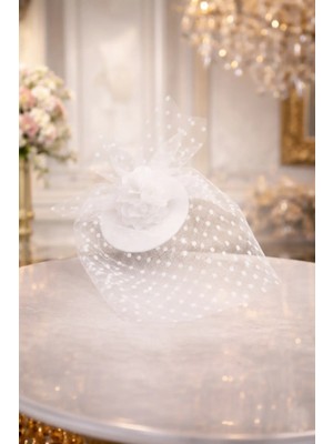Bba New Trend Puanlı Tül Vualet Gelin Şapkası Nikah Kep Puanlı Tül Nikah Gelin Şapkası Vualet Kep