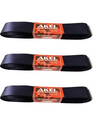 Akel Dar Dokuma Lacivert Saten Kurdele - 3 Cm. x 10 Metre - 3 Adet