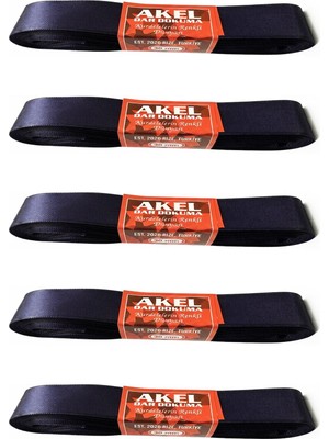 Akel Dar Dokuma Lacivert Saten Kurdele - 3 Cm. x 10 Metre - 5 Adet